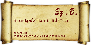 Szentpéteri Béla névjegykártya